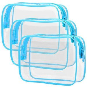 Clear Makeup Bag, Waterproof TSA Approved Toiletry Bag Quart Size Bag Blue